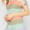 Casual Striped Split Joint O Neck Short Sleeve Two Pieces