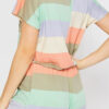 Casual Striped Split Joint O Neck Short Sleeve Two Pieces