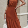 Fashion Casual Solid Split Joint O Neck A Line Dresses