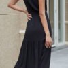 Fashion Casual Solid Split Joint O Neck A Line Dresses