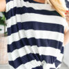 Fashion Casual Striped Split Joint O Neck T-Shirts