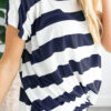 Fashion Casual Striped Split Joint O Neck T-Shirts