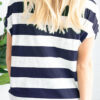 Fashion Casual Striped Split Joint O Neck T-Shirts