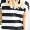 Fashion Casual Striped Split Joint O Neck T-Shirts