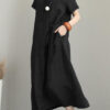 Fashion Casual Solid Split Joint Turndown Collar A Line Dresses