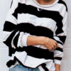 Fashion Casual Striped Split Joint O Neck T-Shirts