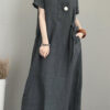 Fashion Casual Solid Split Joint Turndown Collar A Line Dresses