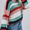 Fashion Casual Striped Split Joint O Neck Tops