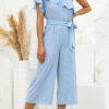 Fashion Casual Striped Split Joint One Shoulder Loose Jumpsuits