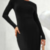 Fashion Casual Solid Split Joint O Neck A Line Dresses