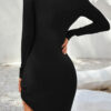 Fashion Casual Solid Split Joint O Neck A Line Dresses