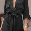 Fashion Casual Solid Split Joint Turndown Collar Loose Jumpsuits