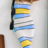 Casual Striped Split Joint Spaghetti Strap Pencil Skirt Dresses