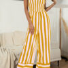 Fashion Casual Striped Split Joint Strapless Loose Jumpsuits