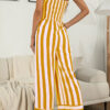 Fashion Casual Striped Split Joint Strapless Loose Jumpsuits