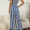 Fashion Casual Striped Split Joint Strapless Loose Jumpsuits