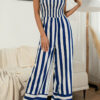 Fashion Casual Striped Split Joint Strapless Loose Jumpsuits