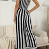 Fashion Casual Striped Split Joint Strapless Loose Jumpsuits