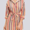 Casual Striped Split Joint Turndown Collar A Line Dresses