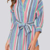 Casual Striped Split Joint Turndown Collar A Line Dresses