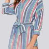 Casual Striped Split Joint Turndown Collar A Line Dresses