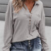 Fashion Casual Solid Split Joint Turndown Collar T-Shirts