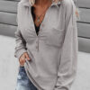 Fashion Casual Solid Split Joint Turndown Collar T-Shirts