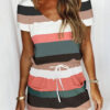 Fashion Casual Striped Split Joint V Neck A Line Dresses