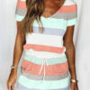 Fashion Casual Striped Split Joint V Neck A Line Dresses