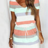 Fashion Casual Striped Split Joint V Neck A Line Dresses