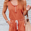 Fashion Casual Solid Split Joint O Neck Loose Jumpsuits