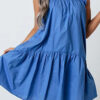 Fashion Casual Solid Split Joint O Neck Pleated Dresses