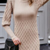 Fashion Casual Solid Split Joint Turtleneck A Line Dresses