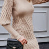 Fashion Casual Solid Split Joint Turtleneck A Line Dresses