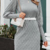 Fashion Casual Solid Split Joint Turtleneck A Line Dresses