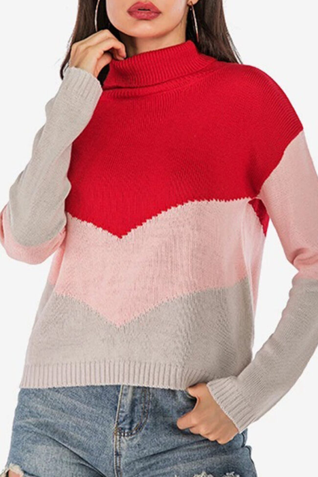 Fashion Casual Solid Split Joint Turtleneck Tops