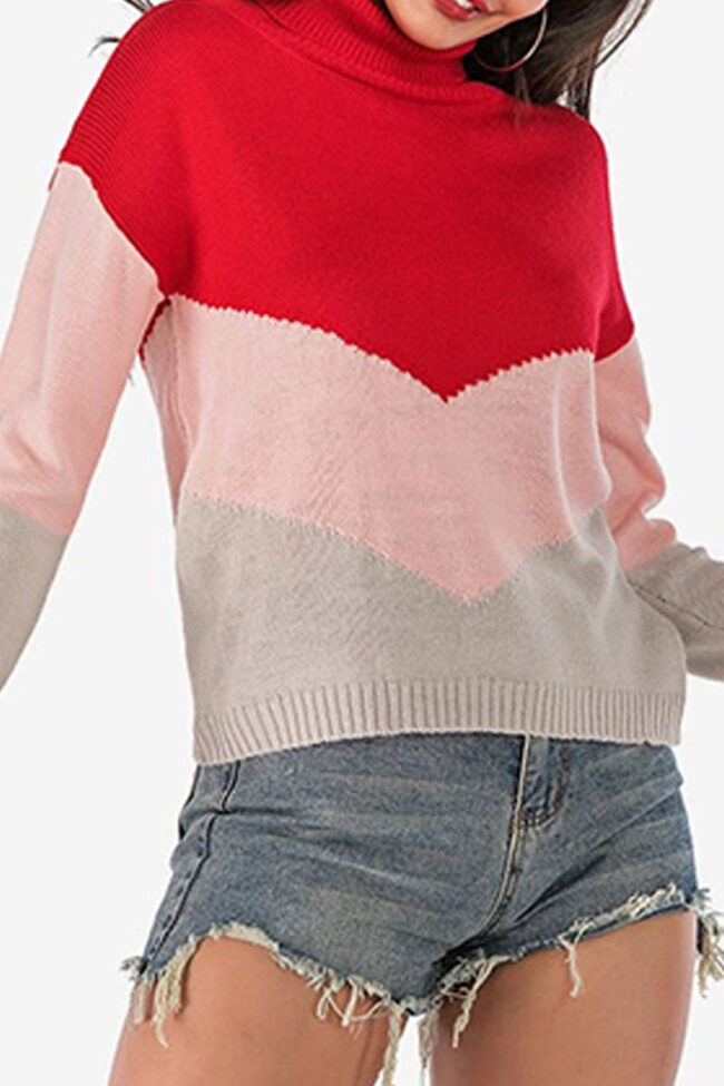 Fashion Casual Solid Split Joint Turtleneck Tops