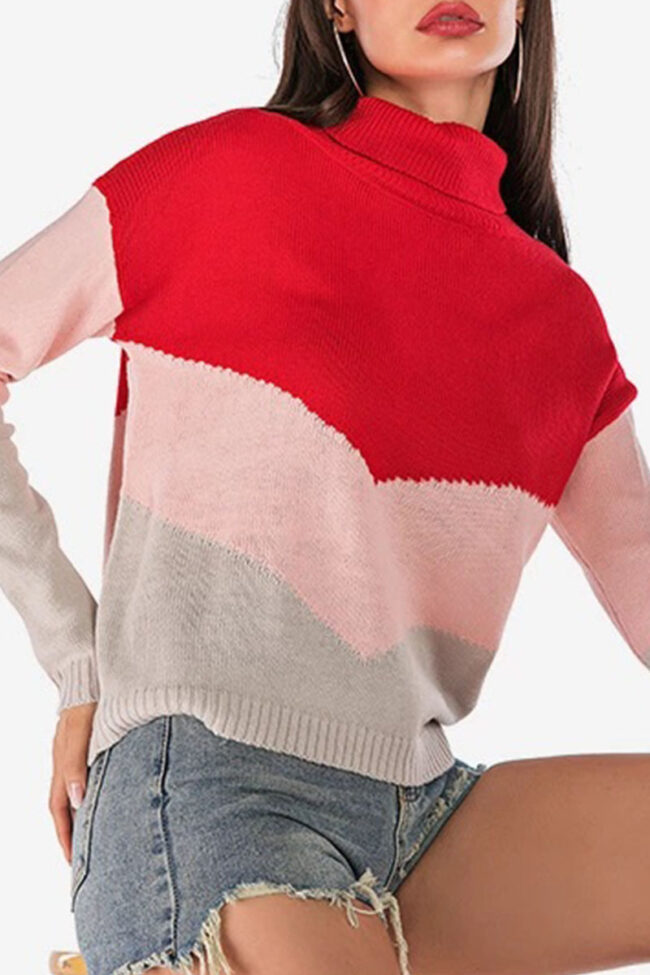 Fashion Casual Solid Split Joint Turtleneck Tops