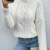 Fashion Casual Solid Split Joint Turtleneck Tops