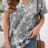 Fashion Casual Tie Dye Split Joint V Neck T-Shirts