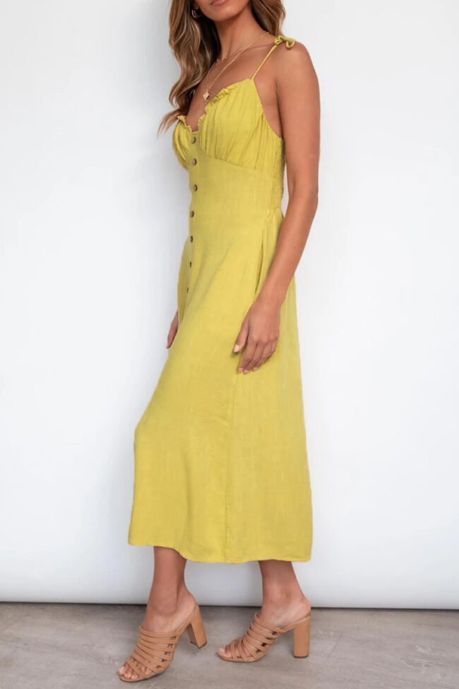 Fashion Casual Solid Split Joint V Neck A Line Dresses