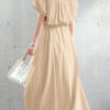 Fashion Casual Solid Split Joint V Neck A Line Dresses