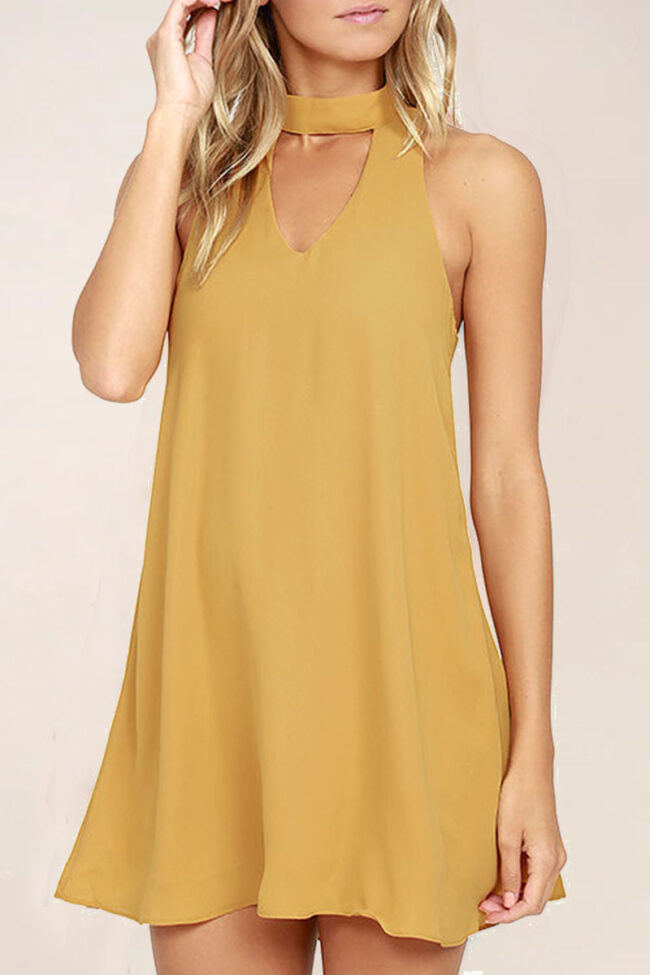 Fashion Casual Solid Split Joint V Neck A Line Dresses