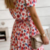 Fashion Street Print Split Joint O Neck Waist Skirt Dresses