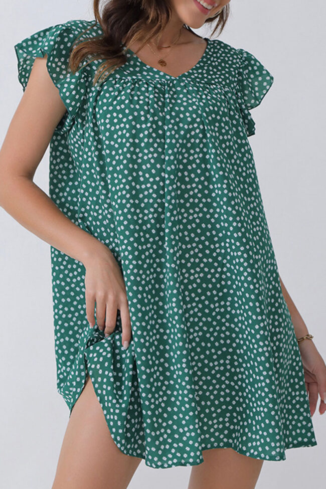 Fashion Sweet Polka Dot Split Joint V Neck Princess Dresses