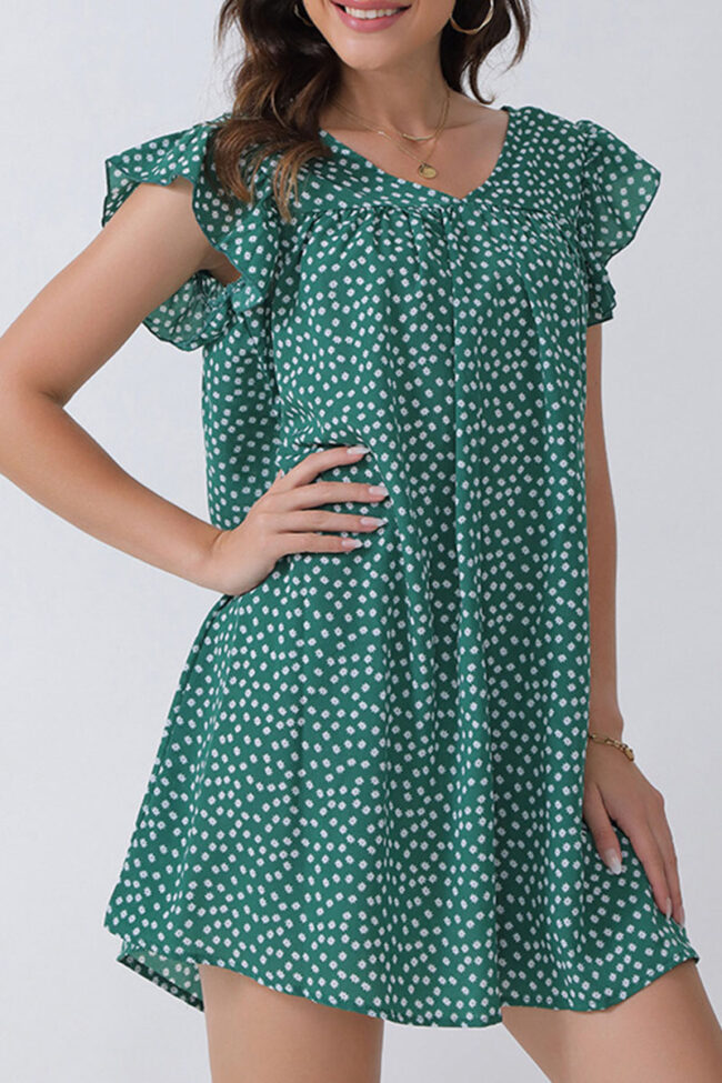 Fashion Sweet Polka Dot Split Joint V Neck Princess Dresses