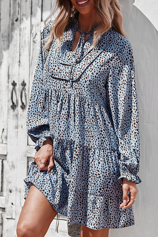 Fashion Street Print Split Joint V Neck A Line Dresses