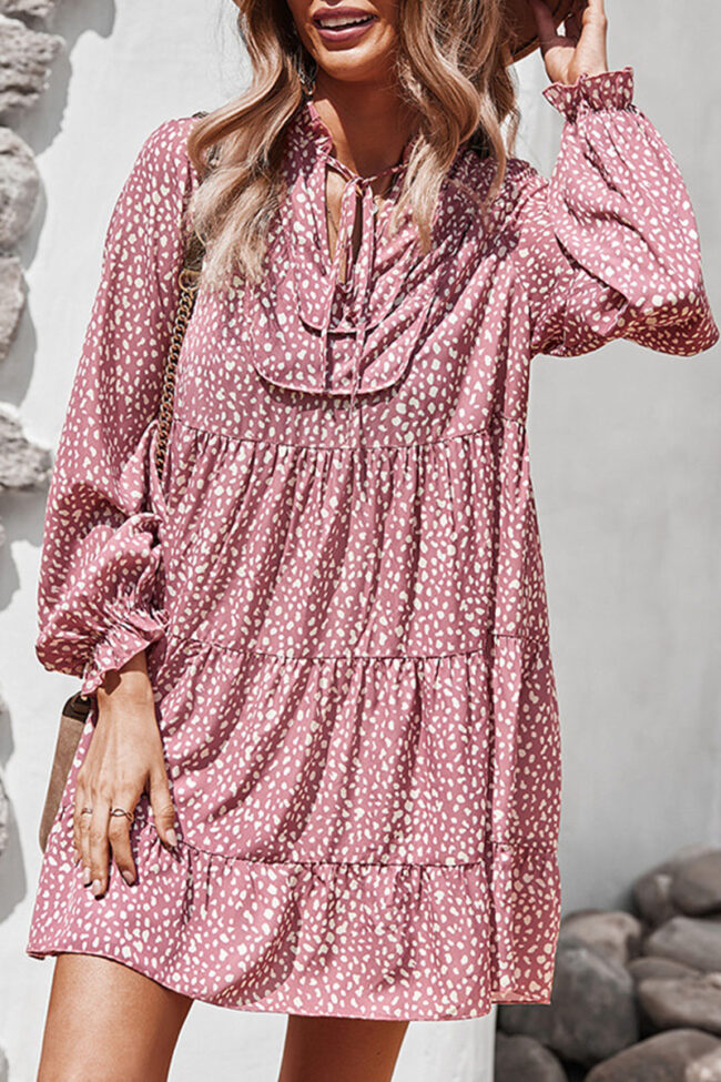 Fashion Street Print Split Joint V Neck A Line Dresses