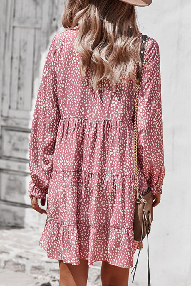 Fashion Street Print Split Joint V Neck A Line Dresses