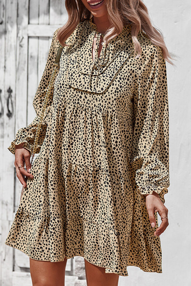 Fashion Street Print Split Joint V Neck A Line Dresses